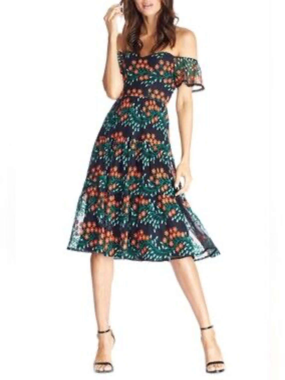 Dress The Population River Embroidered Midi Dress - size small